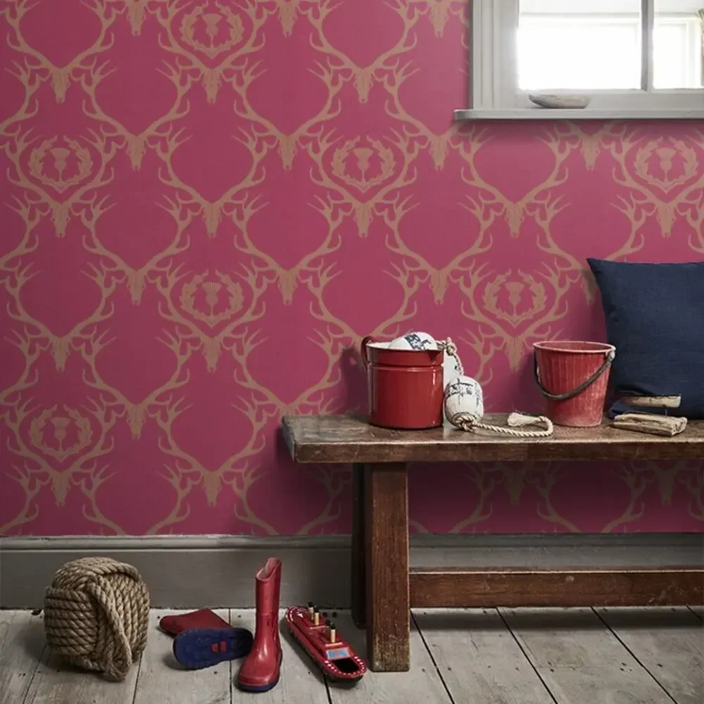 Barneby Gates Deer Damask Wallpaper Discounted Designer Roll